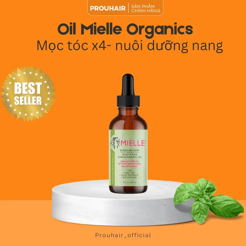 Dầu Dưỡng Tóc Mielle Rosemary Mint 59ml - Nuôi Dưỡng & Tăng Cường Tóc, Giảm Chẻ Ngọn, Làm Dịu Da Đầu - Trà 1