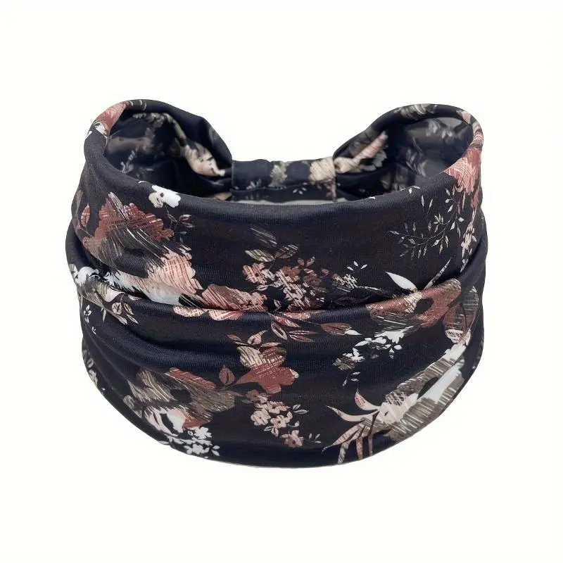 Floral Print Sports Headband, Elastic Wide Band Hair Band for Women & Girls, Non-slip Hair Band for Daily Wear 8