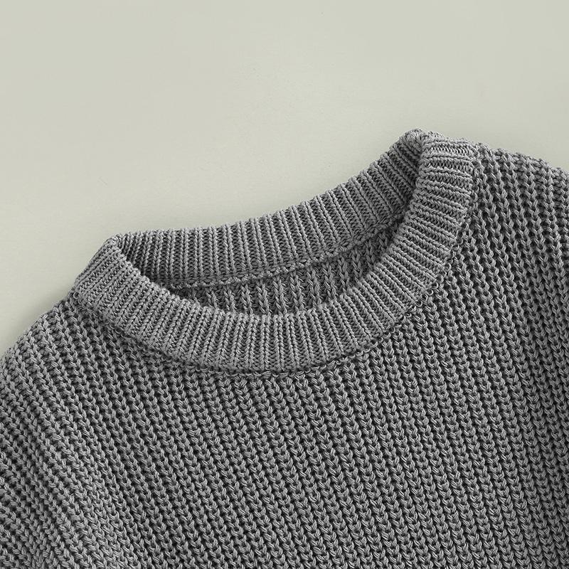 Product Introduction of Toddler Baby Round Neck Sweaters, Long Sleeve Solid Color Loose Knitted Pullovers 44