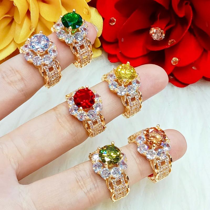 Nhẫn Mẫu Hột Cao Kim Tiền Màu Đồng Đỏ Màu Vàng Miền Tây 750 Phụ Kiện