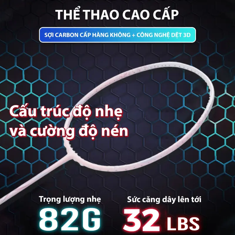 Vợt cầu lông Kumpoo LᶖghtPink, BlackPink chính hãnġ sợi carbon 4U căng sẵn 10.5kg công thủ toàn diện phân phối độc quyền Cán Vợt Sport Chống Trơn kumpoo lightpink 5
