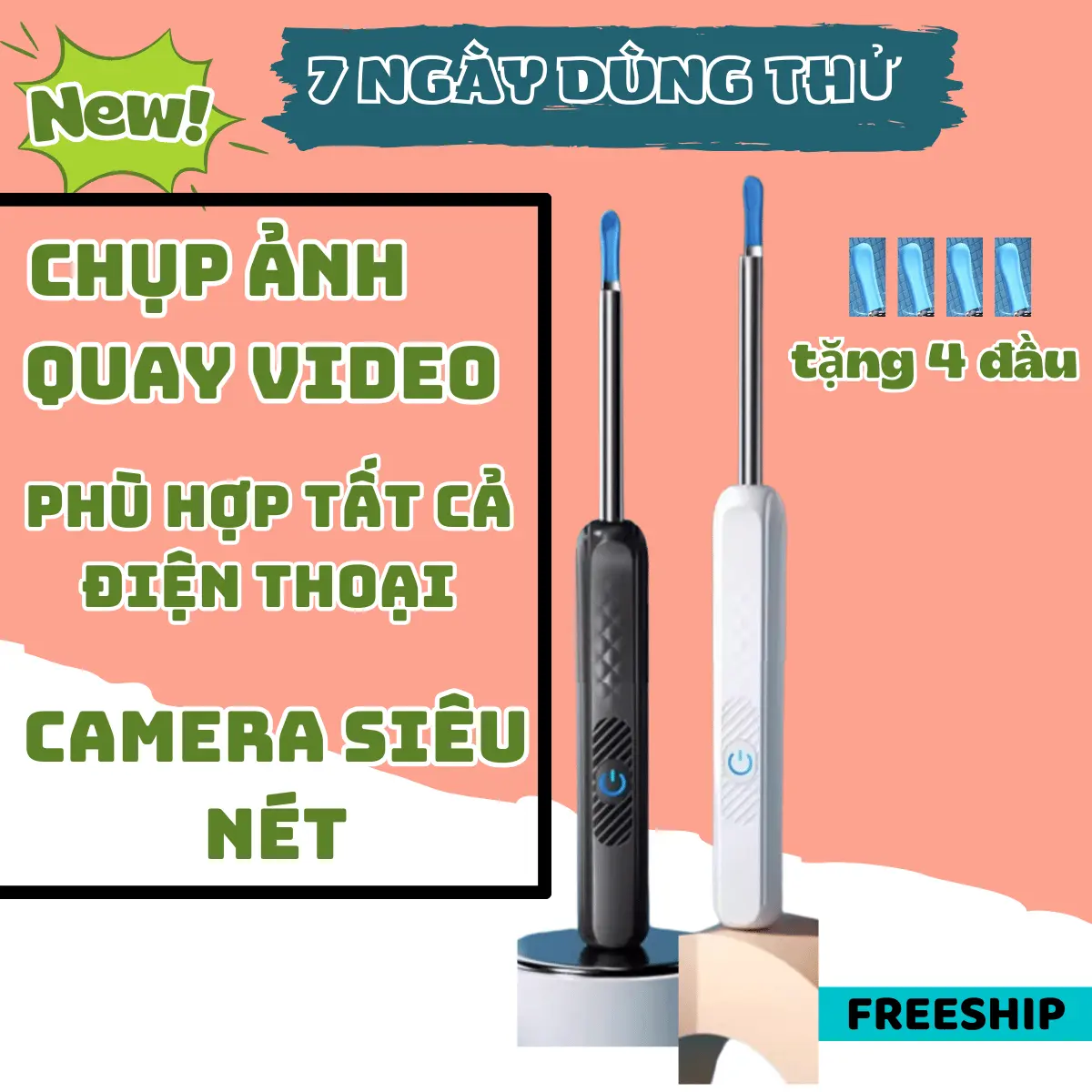 ráy tai thông minh kết hợp camera dễ dàng xem bên trong tai