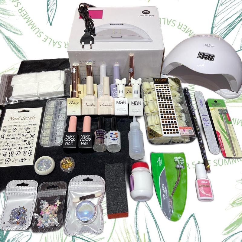 Set combo nail cơ bản cá nhân làm tại nhà 10 chai sơn lộn xộn .dể thương bóng đẹp chắc móg cao Không chứa cồn