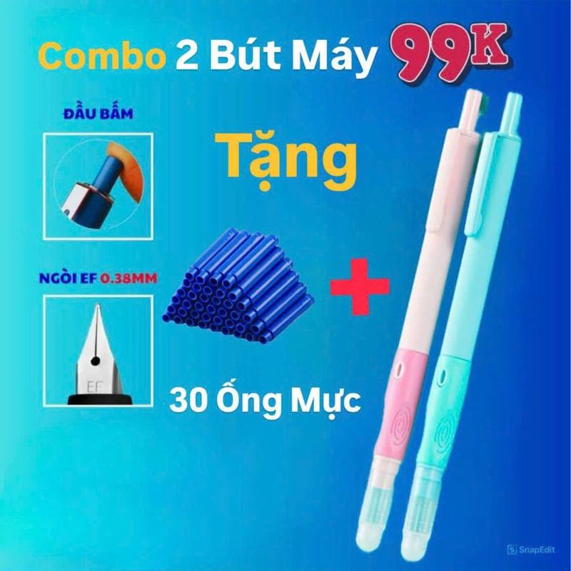 Sét 2 Bút Máy Xóa Được Định Vị Cá Heo Ngòi EF 0.38mm TẶNG KÈM 30 Ống Mực Xóa Được