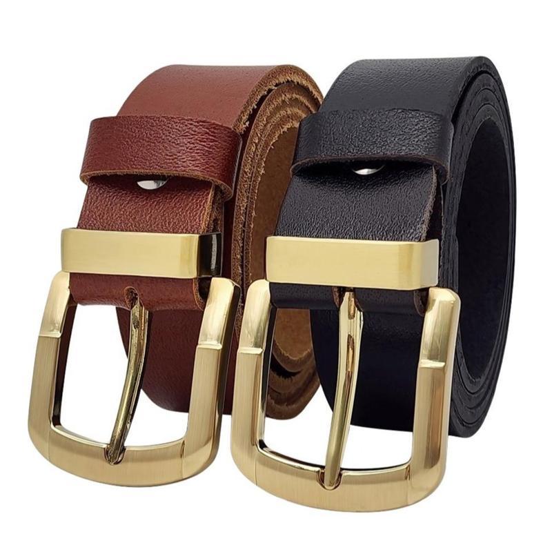 Dài 130cm Thắt lưng da bò nam nguyên tấm DHM-499 | Mặt khoá kim vàng nguyên khối loại tốt | Bảo hành 12 tháng