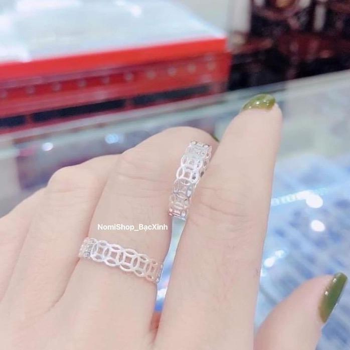 Nhẫn kim tiền trơn bạc MAINOMI truyền thống