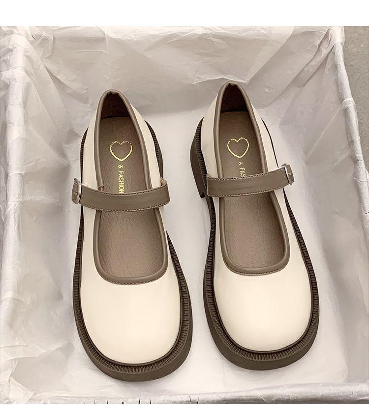 Product Introduction of Fashionable Thick-Soled Mary Jane Leather Shoes 2024 Soft-Soled Buckle Retro Low-Cut Chunky Heel Shoes with Single-Layer Shoes 14