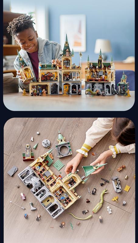 Product Introduction of Harry Potter บล็อกตัวต่อ โมเดลประกอบ มุมมองถนน ประตูเมือง Hogworth ปราสาท บล็อกตัวต่อ ของเล่น 5