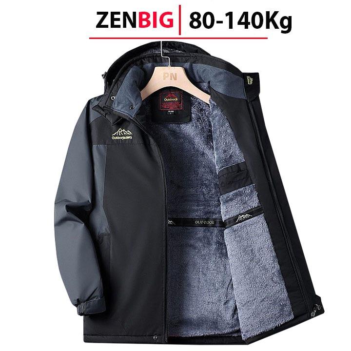 Áo khoác phao big size lót lông siêu ấm cho mùa đông, hàng big size ZENBIG từ 80-140kg, mũ nón tháo rời Nam Menswear Jean Jacket aokhoac nam