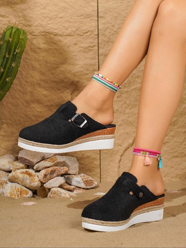 Women's Solid Color Slip on Slides, Casual Comfortable Platform Slippers for Beach, Fashionable Shoes for Indoor & Outdoor Wear 5