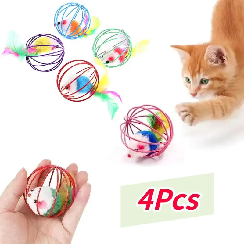 Toy Cat Kitten Playing Mouse Rat Mice Ball Cage Toys Pet Supplies Random Color puppy  toys