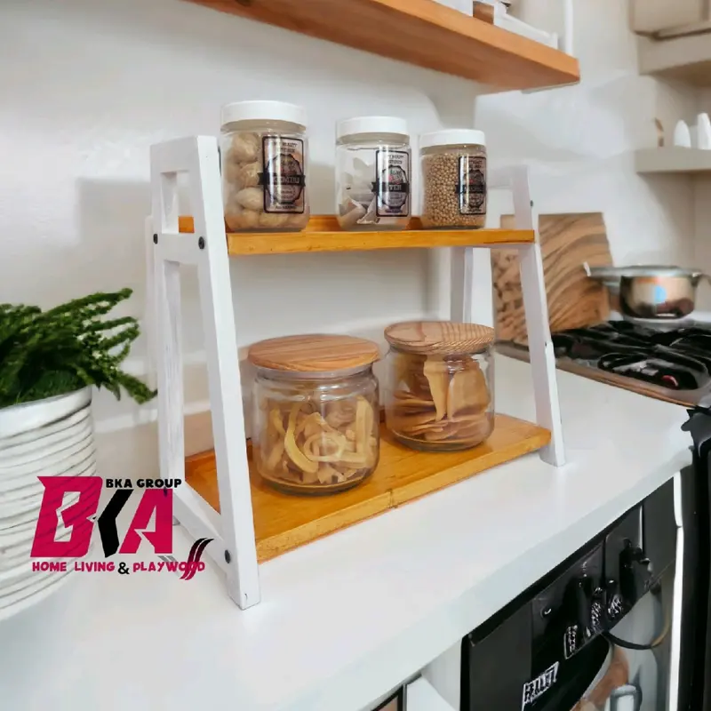 RAK BUMBU DAPUR 2 SUSUN XAVIER/SERBAGUNA/RAK KOSMETIK MULTIFUNGSI/RAK ESTETIK WARNA WARNI/PENYIMPANAN TOPLES BUMBU Kayu Ambalan 7