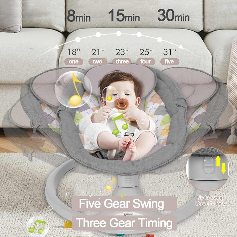Product Introduction of Ghế bập bênh điện cho bé nôi điện cho em bé sơ sinh có nhạc - Màu Xám Voi 40
