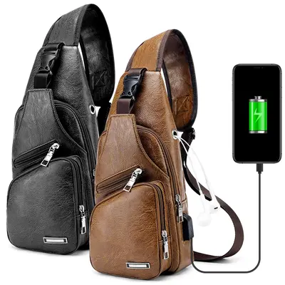 Casual Travel Faux Leather Crossbody Bag for Men