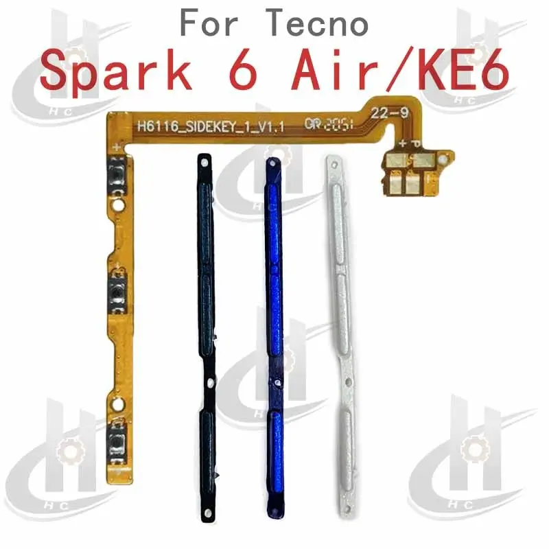 For Tecno Spark 6 Air / KE6 Power Volume Side Button Flex Cable Keys ...