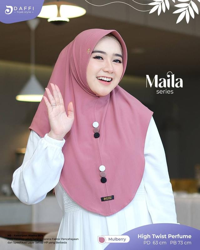 Daffi Jilbab MAILA  Kerudung  Instan Bergo Pad Aksen Variasi Kancing 2