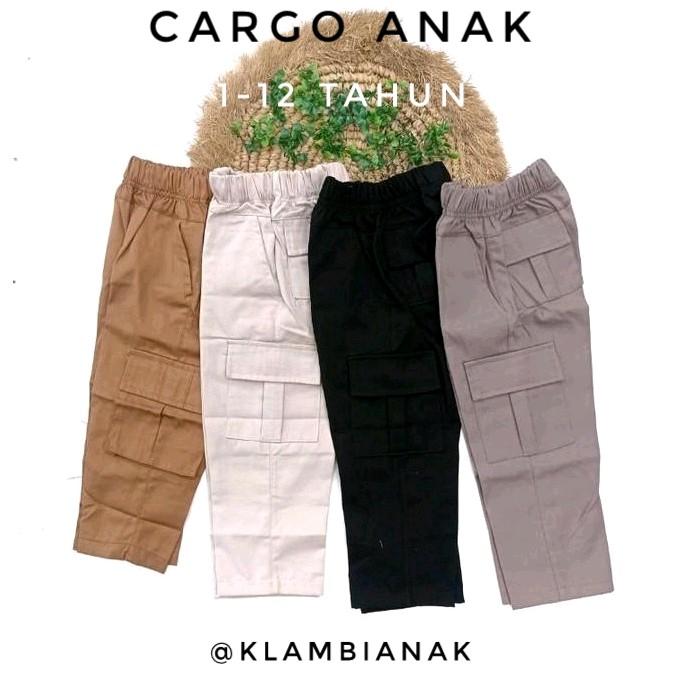 Celana Cargo panjang Anak Merah Putih Laki laki 1-13 Tahun bahan Drill 2