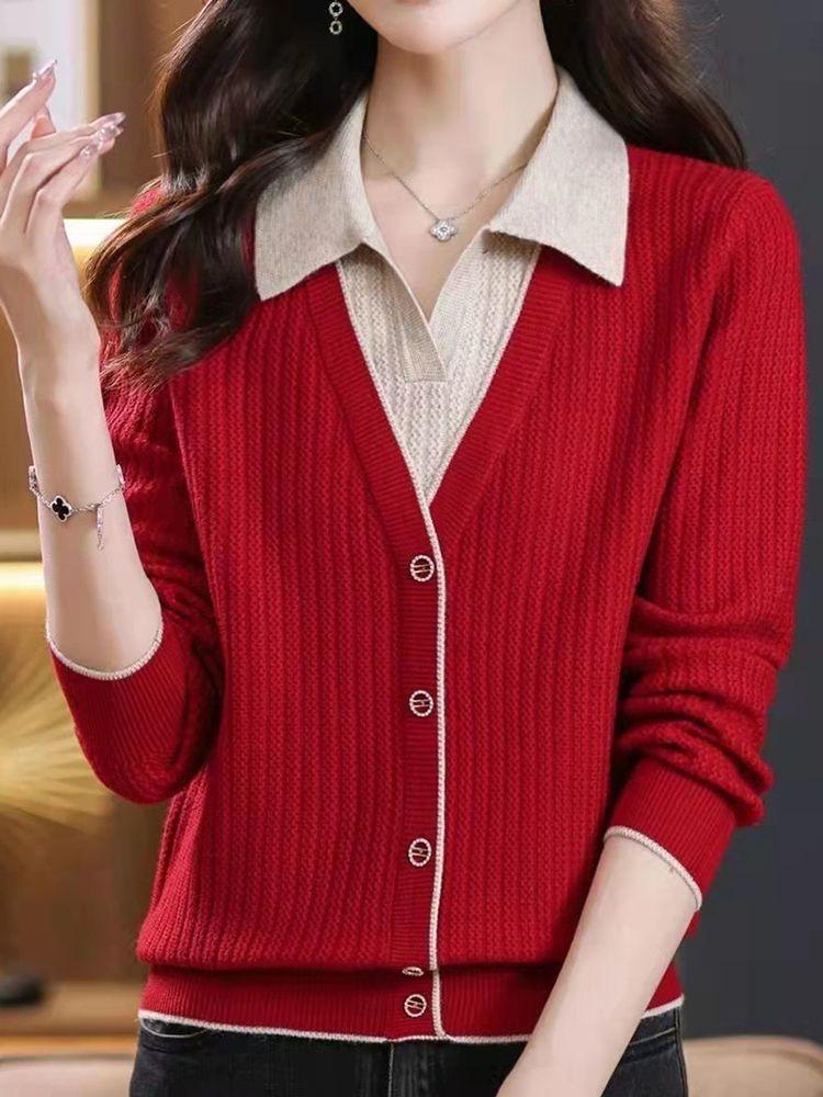 Product Introduction of Áo Len Giả Hai Lớp, Cổ Polo, Dài Tay, Áo Len Mặc Trong, Thời Trang, Thích Hợp Mặc Ngoài Trời, Áo Dễ Phối Đồ Hàng Mới Về Năm 2024 Nữ Top 3