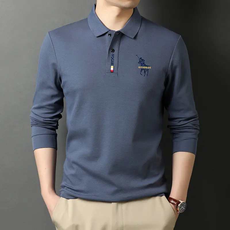 Áo Thun Dài Tay Có Ve Áo Cho Nam Giới Trẻ Trung Và Trung Niên, Áo Có Lớp Đế, Cho Mùa Xuân Và Mùa Thu Menswear Top Polo