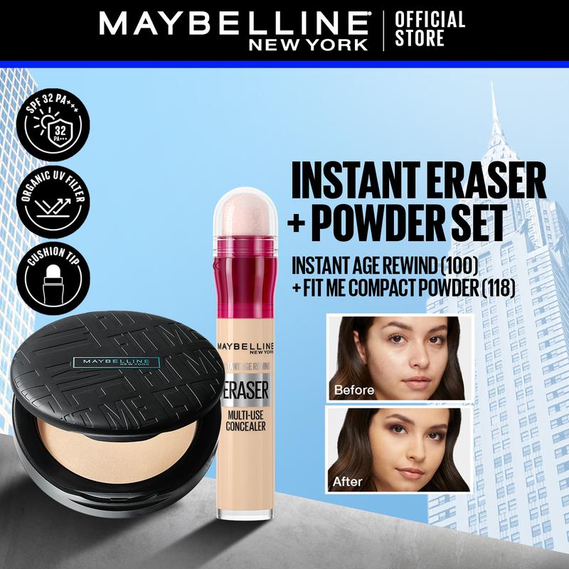 Instant Eraser + Powder Set: Maybelline Fit Me Compact Powde - TikTok