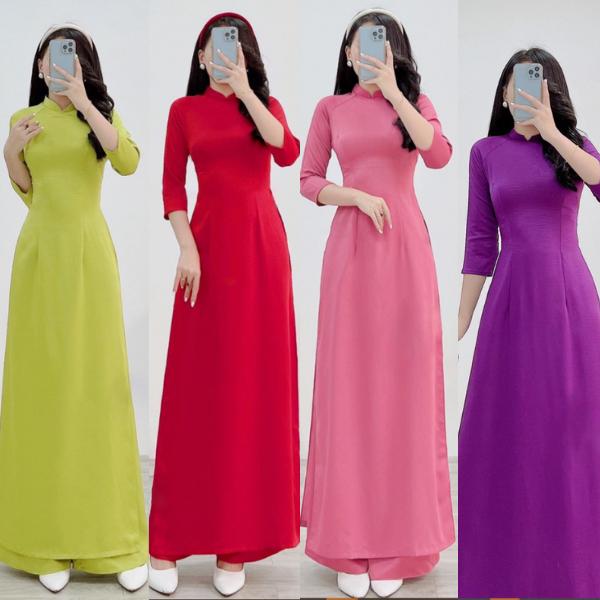Áo dài truyền thống 2 tà lụa Tây Thi 6 màu cơ bản Nữ