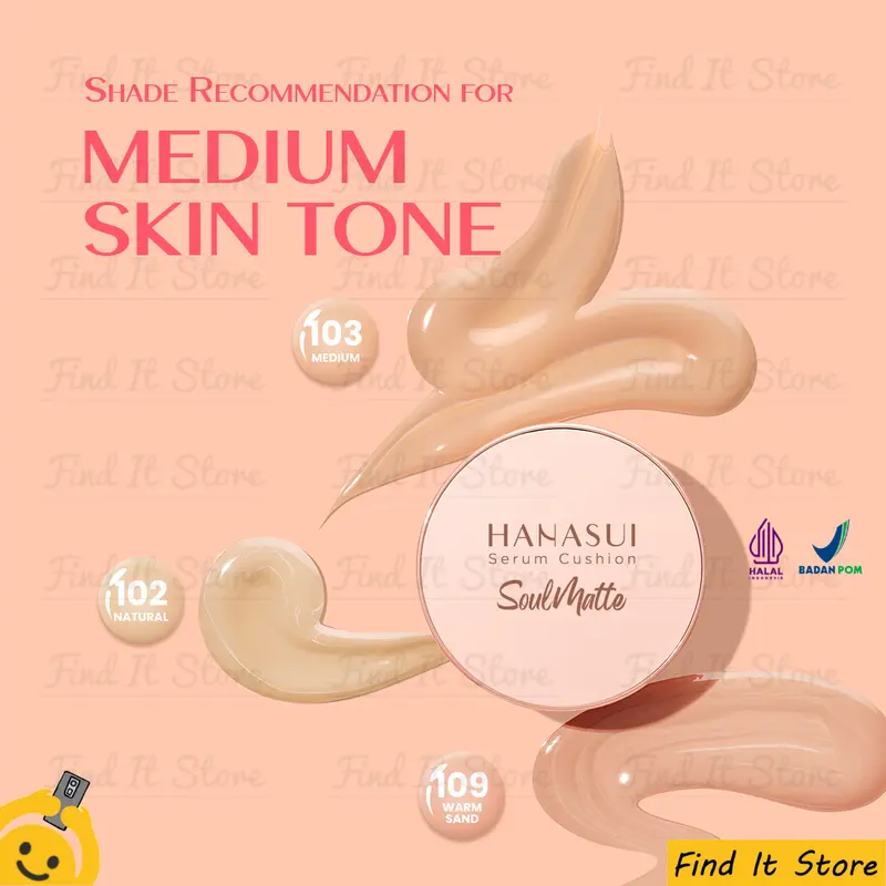 Hanasui Serum Cushion Soulmatte | Foundation | Matte Finish | Hybrid Makeup | BPOM HALAL Concealer Creamy Niacinamide Wajah Cosmetic Kosmetik Mencerahkan 6