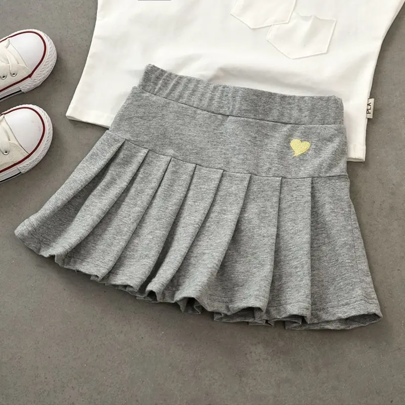 Quần Váy Xếp Ly Cho Bé Gái, Với Quần Đùi An Toàn, Dễ Phối Đồ Cho Trẻ Em, Chống Lộ, Váy Nửa, Váy Mùa Hè 4