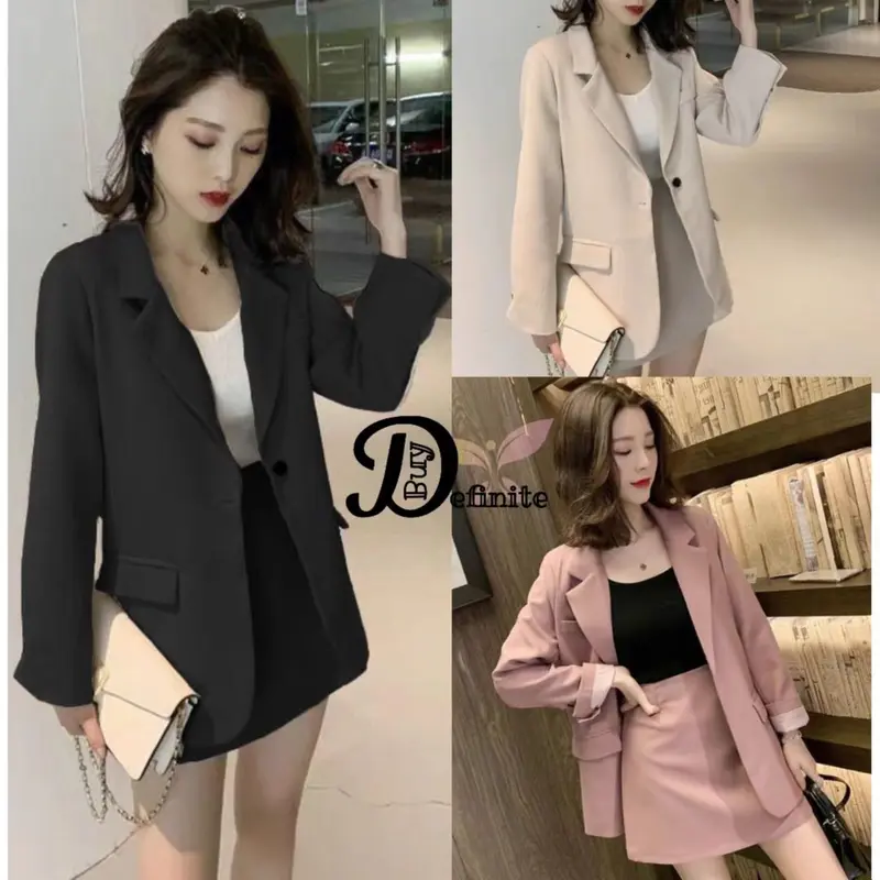 Set Blazer dan Rok model korean pakaian kantor wanita korean style outfit kantor elegan feminim 1