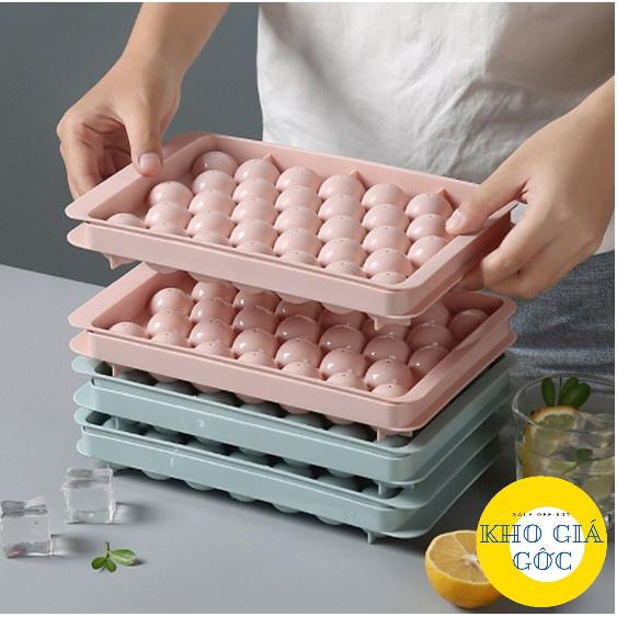 Combo 5 Khay Đá Tròn Bi 33 Viên Có Nắp Đậy, Khuôn Làm Thạch Rau Câu Hình Tròn Để Tủ Lạnh