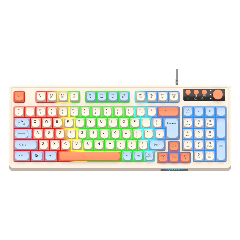 Bàn phím giả cơ Gaming RaiKu K98 full size - Led Rainbow siêu đẹp - Có núm xoay - Phím BPT - Gõ êm | BigBuy360 - bigbuy360.vn Bàn phím giả cơ Gaming RaiKu K98 full size - Led Rainbow siêu đẹp - Có núm xoay - Phím BPT - Gõ êm | BigBuy360 - bigbuy360.vn