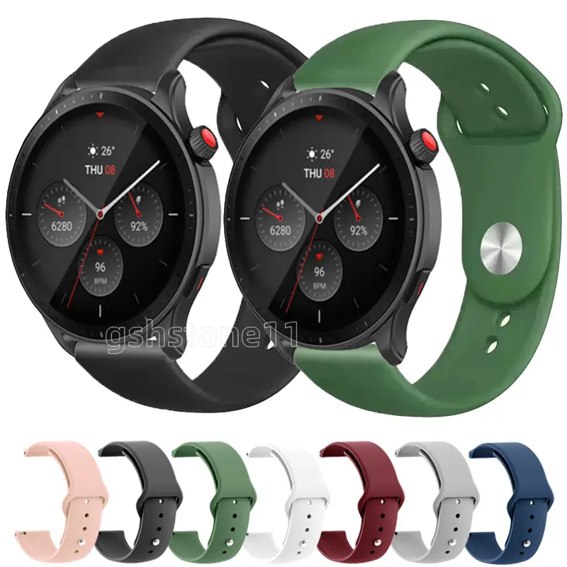 Silicone Strap Band Accessories Replacement Bracelet For Amazfit GTR 4 3 Pro GTR2 / Balance / Cheetah Pro / Pace / GTR 47mm Soft Sports Replacement Bracelet band