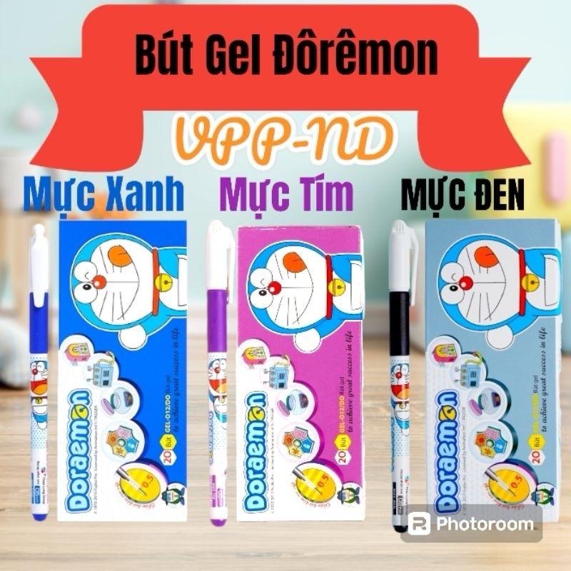Hộp 20 bút gel Thiên Long GEL - 012 doraemon - mực màu tím, xanh, bút gel tím cho học sinh tiểu học