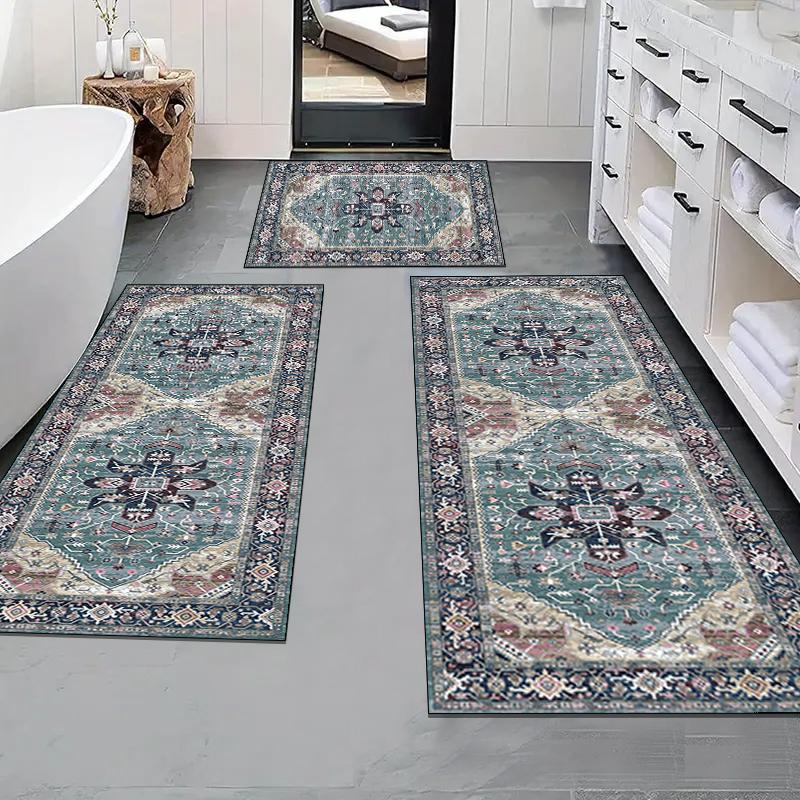 Product Introduction of Boho Style Bathroom Mat Set, 3 Counts/set Non-slip Soft Bathroom Mat, Stain Resistant Easy To Clean Carpet for Bathroom, Kitchen, Living Room 0
