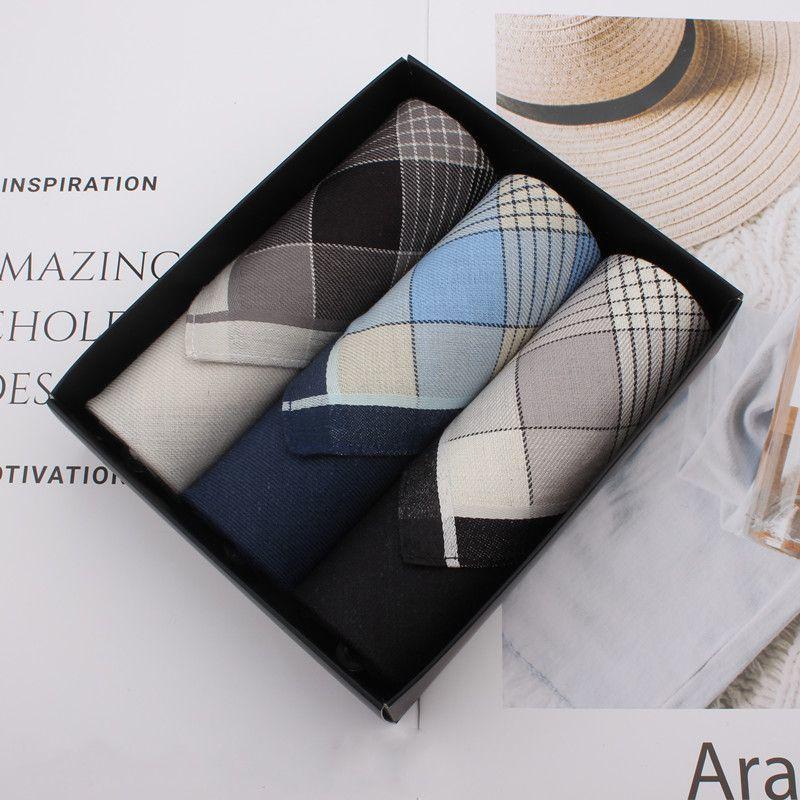 Khăn Tay Cotton, Hoàn Toàn Mới, Dành Cho Nam Giới, Phong Cách Doanh Nhân, Mềm Mại Và Thấm Hút Mồ Hôi, Thiết Kế Vuông, Làm Bằng Cotton Chải Kỹ, Thích Hợp Làm Quà Tặng Cho Người Già, Đi Kèm Trong Hộp Quà Hoa 0