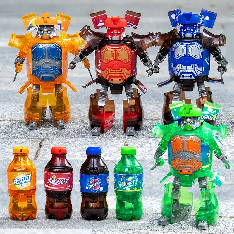 Creative Drink Bottle Beer Cam Warrior  Transformer Robot Toy  Children Boys' Toys