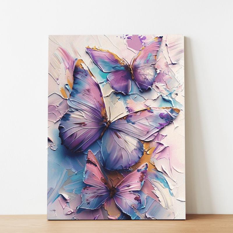 Product Introduction of 1 Piece Pink and Purple Butterfly Canvas Art Print - Wooden Frame Farmhouse Garden Style Wall Decoration, 29.97x 39.88cm , Vibrant Butterfly Painting Suitable for Bedroom, Living Room, Corridor, Valentine's Day, Christmas, Anniversary, Beach Party, Back t 1