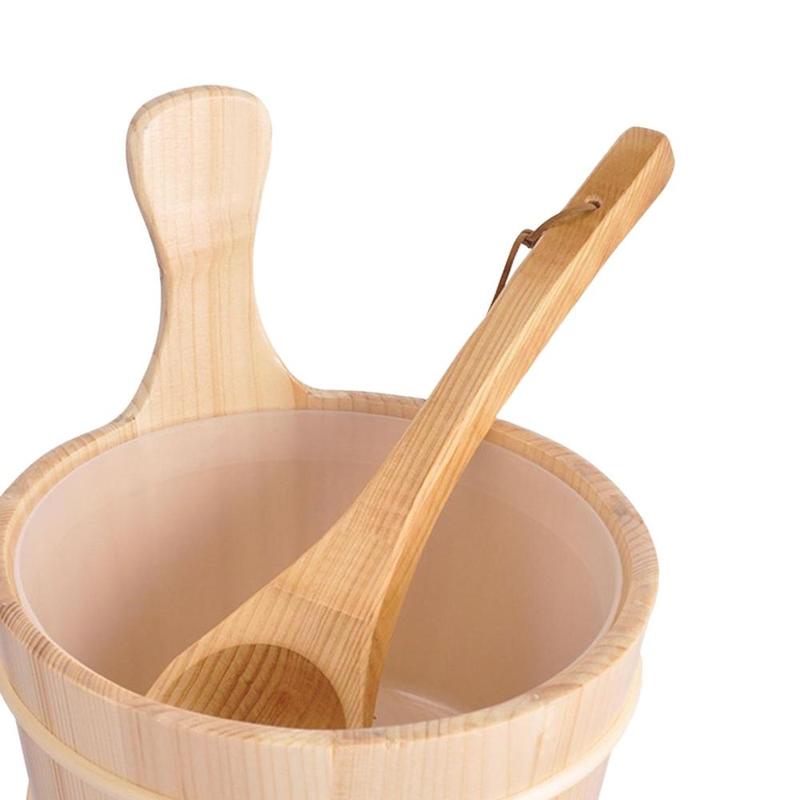 Product Introduction of 4L Sauna Wooden Bucket with Ladle Kit Sauna Water Bucket Steaming Bathroom Accessories 1