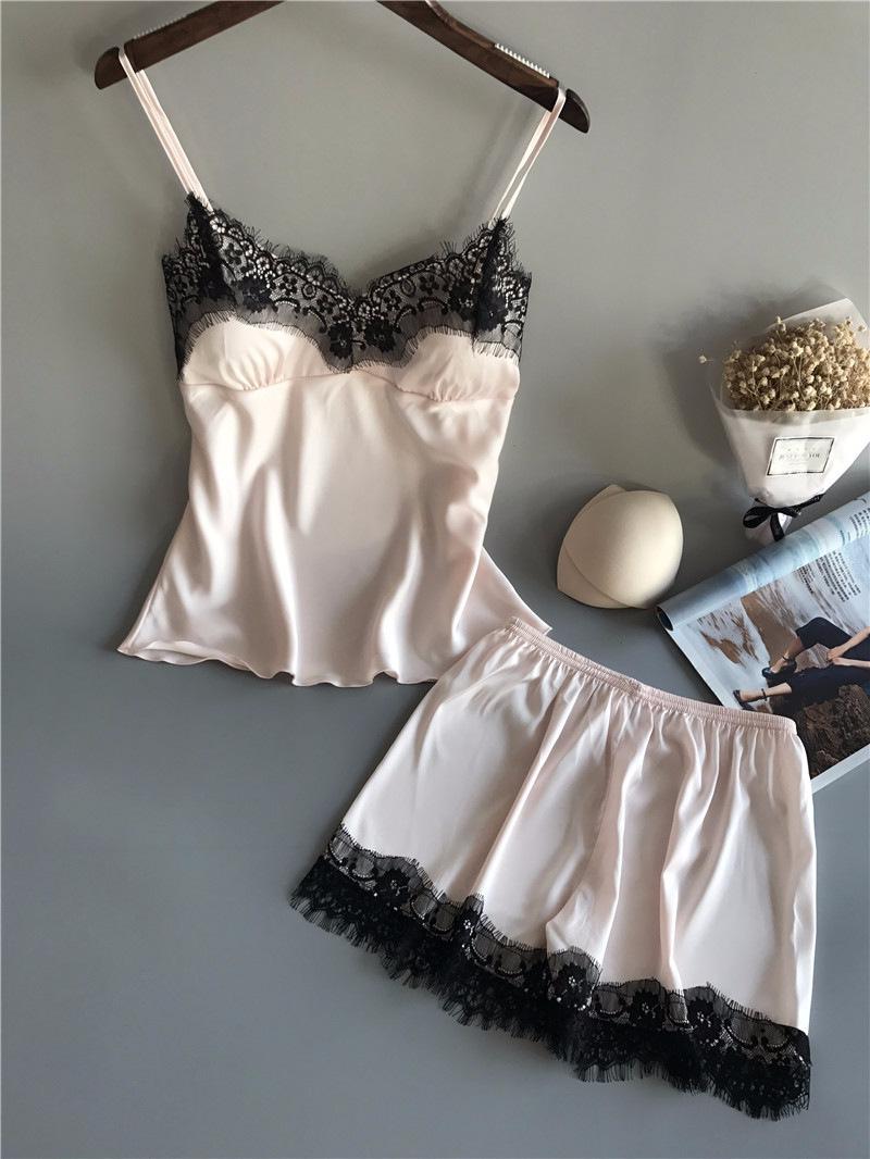 Product Introduction of Women's Underwear Women's Camisole Dress Set Ice Silk Lightweight Nightdress Home Nightdress Soft and Comfortable sexy pajamas 5