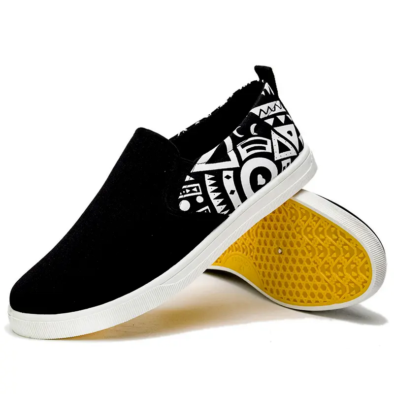 Leedoo Sepatu Slip On Casual Sepatu Kanvas Pria Sepatu Slop Patterns Hitam MC315 2