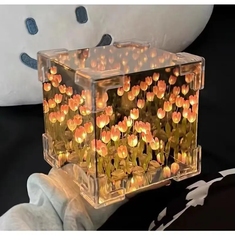 Khối Lập Phương Ma Thuật, Đèn Ngủ Hoa Tulip, Làm Bằng Tay, Vật Liệu Thủ Công, Thích Hợp Làm Quà Sinh Nhật Cho Bạn Gái, Quà Tặng Nhỏ Đồ Trang Trí 6