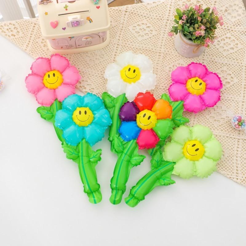 Hoa Tay Cầm Hoa Cúc Mặt Cười SUNFLOWER Tay Dính Qixi Trường Lớp Học Lễ Hội Trường Hoa Quà Tặng Bóng Bay