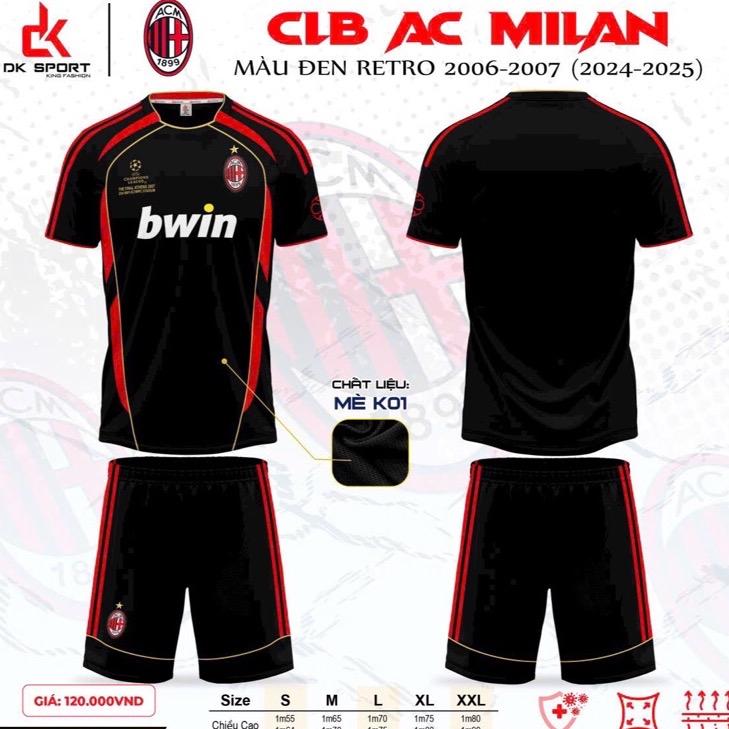 Top Quần Áo bóng đá, áo đá banh RETRO CLB AC MI LAN 2006-2007 mới nhất chất vải KO1 thoáng mát