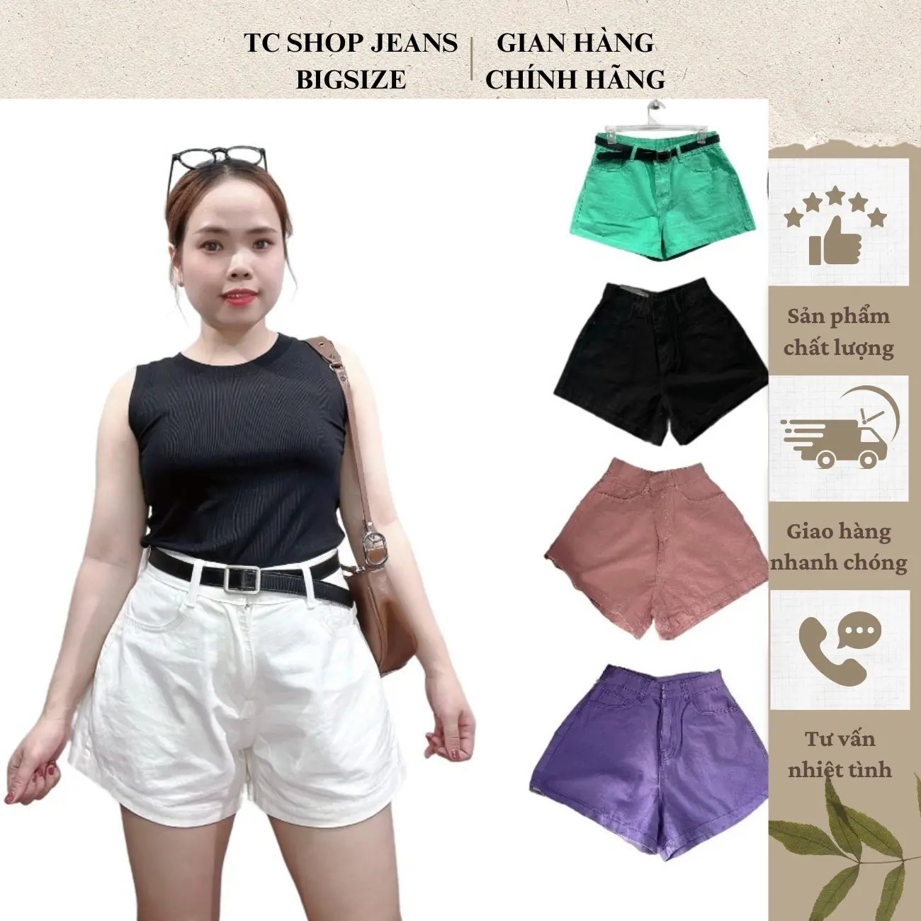 Quần Short Kaki Nữ Bigsize 4 Màu Ms 1046 Pants Women Đen