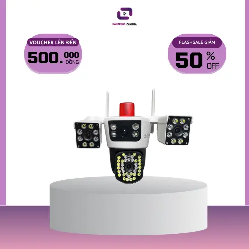 [ Bảo hành 12 tháng] Camera Yoosee Q980- 4 mắt 3 khung hình- Đàm thoại gọi điện 2 chiều- Hình ảnh 18.0 mpx nhìn siêu nét- Trợ sáng ban đêm có màu rõ nét như ban ngày- Hải Phong Camera