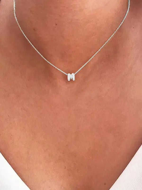 Personalized Bubble Initial Letter Pendant Necklace for Women, Stainless Steel Personalized Initials Jewelry for Party, Daily Clothing Decor, Trendy All-match & Exquisite Jewelry for Women for Birthday Gift, Modern Versatile Jewelry Gifts 4