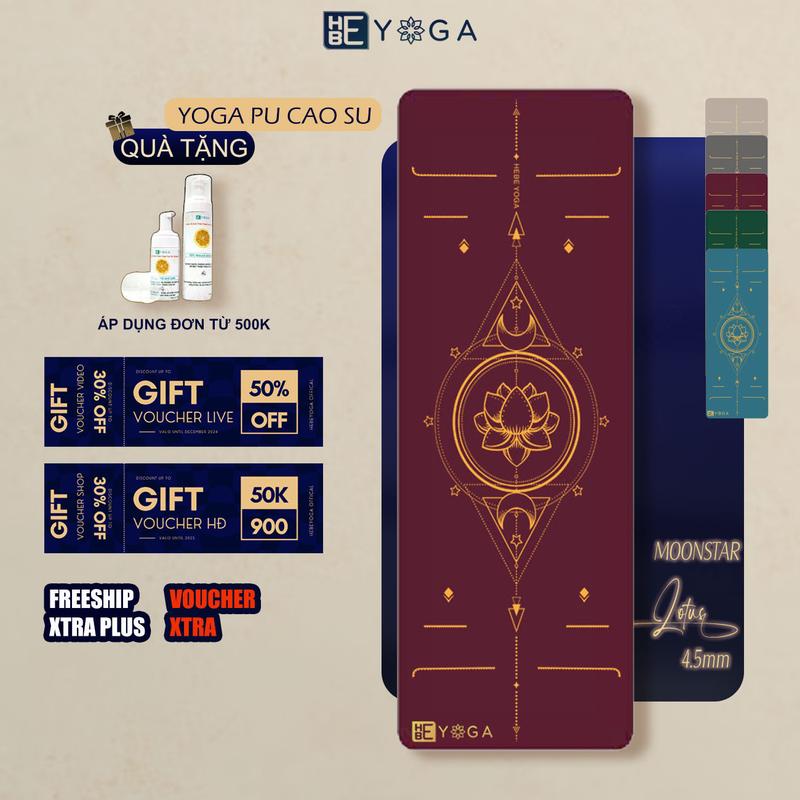 Thảm Tập Yoga Gym Định Tuyến YOGA HBE Pu Cao Su Moon Brozing Kẻ Vàng Cao Cấp