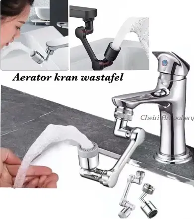 Sambungan Kepala kran air filter putar 1080 hitam crom-head aerator adapter adaptor extension extender kran sink dapur 0