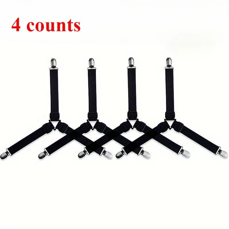Bed Sheet Holder, 4 Counts Adjustable Elastic Bed Sheet Fastener, Bedding Accessories for Home Bedroom Hotel Dormitory 0