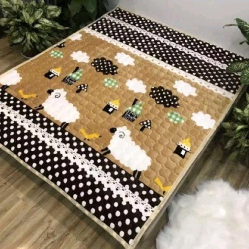 Thảm Lông Cưừ Trải Giường 3Lớp Có Chun Nẹp 4Góc Cố Định Kích Thước 1M8X2M
