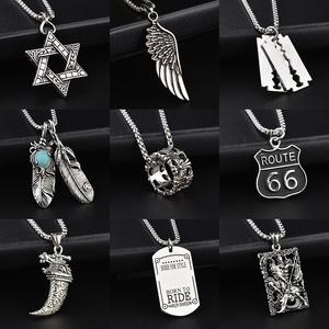 Kalung Keluli Titanium, Gaya Trendi, Untuk Lelaki dan Wanita, Loket Heksagram Disko Hip-Hop, Rantai Sweater, Aksesori Hip-Hop Mudah Jewelry Necklaces lustful  jewelry kalung  salib kalung  kepala  suku